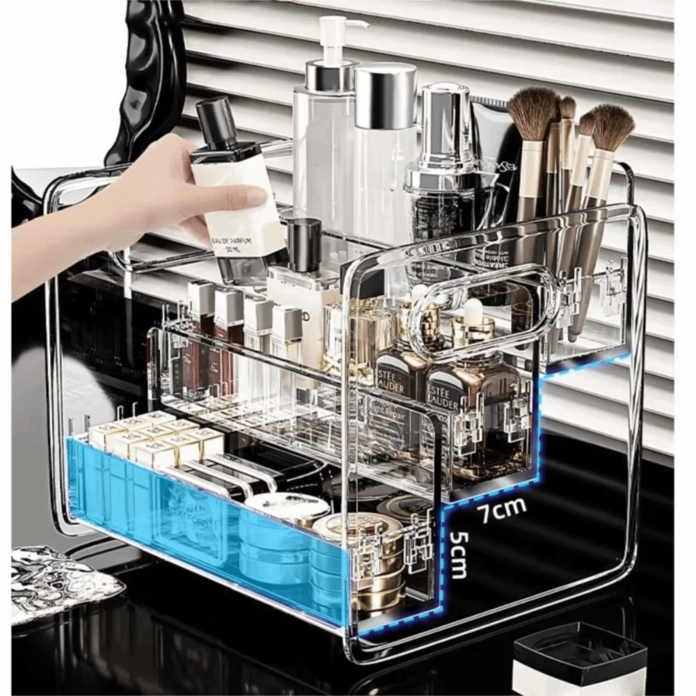 Transparent Cosmetic Storage Box Large Capacity Three-Tier Design Clear Makeup Rack Slanted Storage Basket Portable Compartment
Transparent Cosmetic Storage Box Large Capacity Three-Tier Design Clear Makeup Rack Slanted Storage Basket Portable Compartment