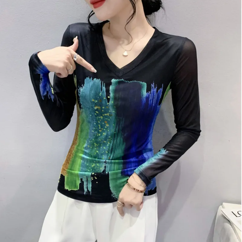 #8162 Black White Blue Mesh T Shirt Women V-neck Tight Women's Tee Shirt Thin Korean Style Sexy Tie Dye Printed Woman T-shirts
#8162 Black White Blue Mesh T Shirt Women V-neck Tight Women's Tee Shirt Thin Korean Style Sexy Tie Dye Printed Woman T-shirts