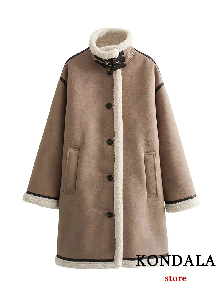 KONDALA Vintage Chic Women Jackets Solid Turn-down Collar Single Button Warm Long Loose Coat New Fashion 2023 Autumn Winter Coat
KONDALA Vintage Chic Women Jackets Solid Turn-down Collar Single Button Warm Long Loose Coat New Fashion 2023 Autumn Winter Coat
