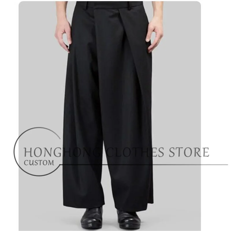New asymmetrical custom-made trousers - Designer nine-inch silhouette slanted over-sized straight-leg men's pants
New asymmetrical custom-made trousers - Designer nine-inch silhouette slanted over-sized straight-leg men's pants