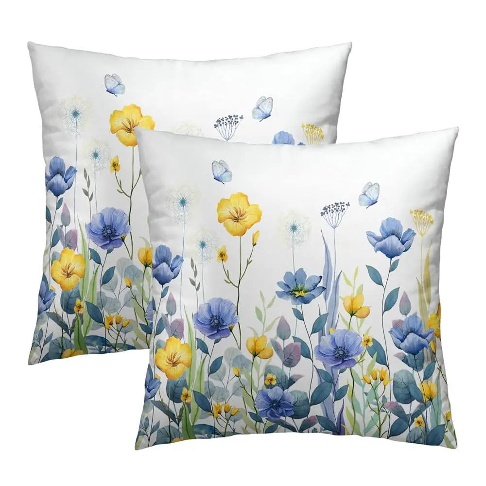 Blue Yellow Flowers Pillow Covers 18X18 H Set Of 2, Py Floral Square Cushion Covers Spring Summer Seasonal Decor Pillowcase For
Blue Yellow Flowers Pillow Covers 18X18 H Set Of 2, Py Floral Square Cushion Covers Spring Summer Seasonal Decor Pillowcase For