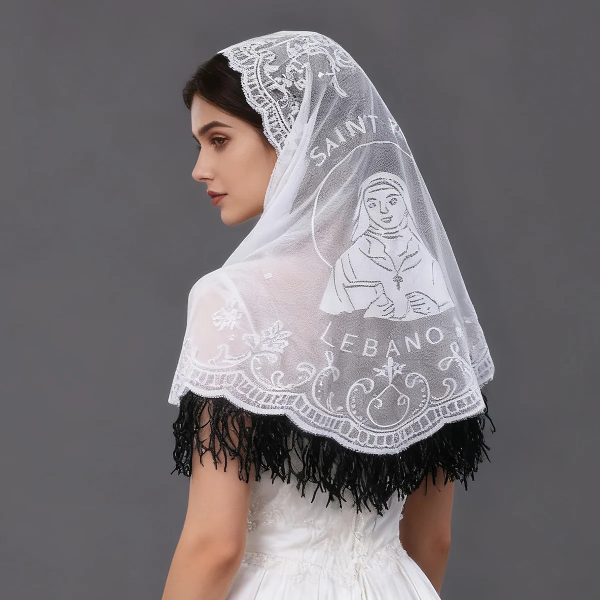 Our Lady's Turban Church Liturgy Headdress Lace Hollow Triangular Scarf
Our Lady's Turban Church Liturgy Headdress Lace Hollow Triangular Scarf