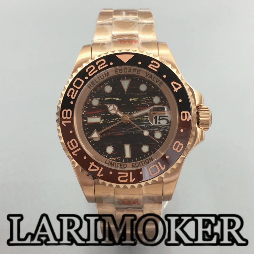 LARIMOKER 43mm rose gold mechanical watch NH34(GMT) luminous sapphire glass meteorite texture dial ceramic bezel waterproof
LARIMOKER 43mm rose gold mechanical watch NH34(GMT) luminous sapphire glass meteorite texture dial ceramic bezel waterproof