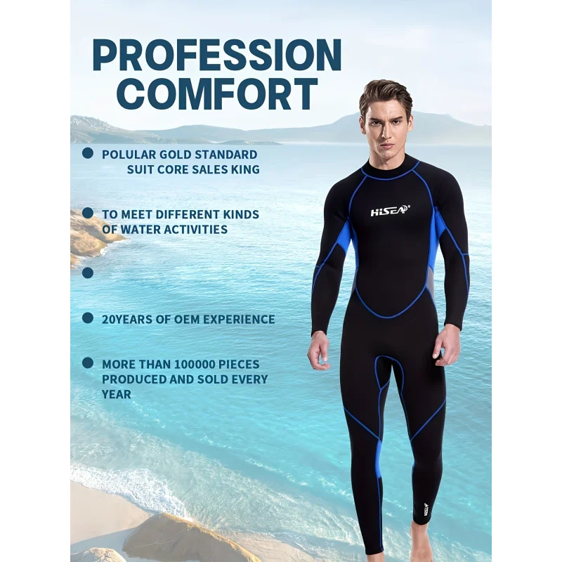 Hisea 3mm Thickened Diving Suit, Rear Zipper High Elastic Wetsuit, Men Women Long Sleeve One Piece Tight Swimwear, Professional
Hisea 3mm Thickened Diving Suit, Rear Zipper High Elastic Wetsuit, Men Women Long Sleeve One Piece Tight Swimwear, Professional