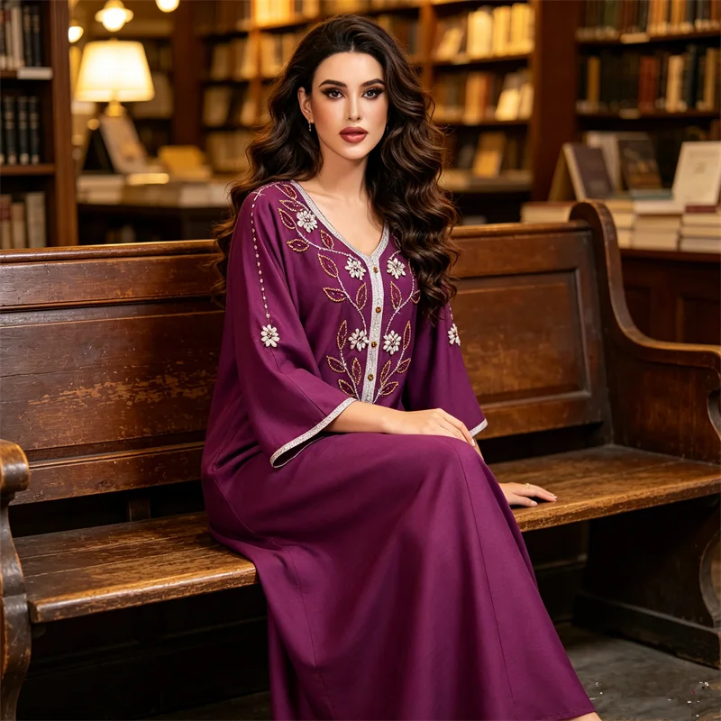 Fashion Women Maxi Dress Rhinestone Abaya Dubai Kaftan Muslim Evening Party Dresses Islam Jalabiya Femme Musulmane Vestidos Gown
Fashion Women Maxi Dress Rhinestone Abaya Dubai Kaftan Muslim Evening Party Dresses Islam Jalabiya Femme Musulmane Vestidos Gown