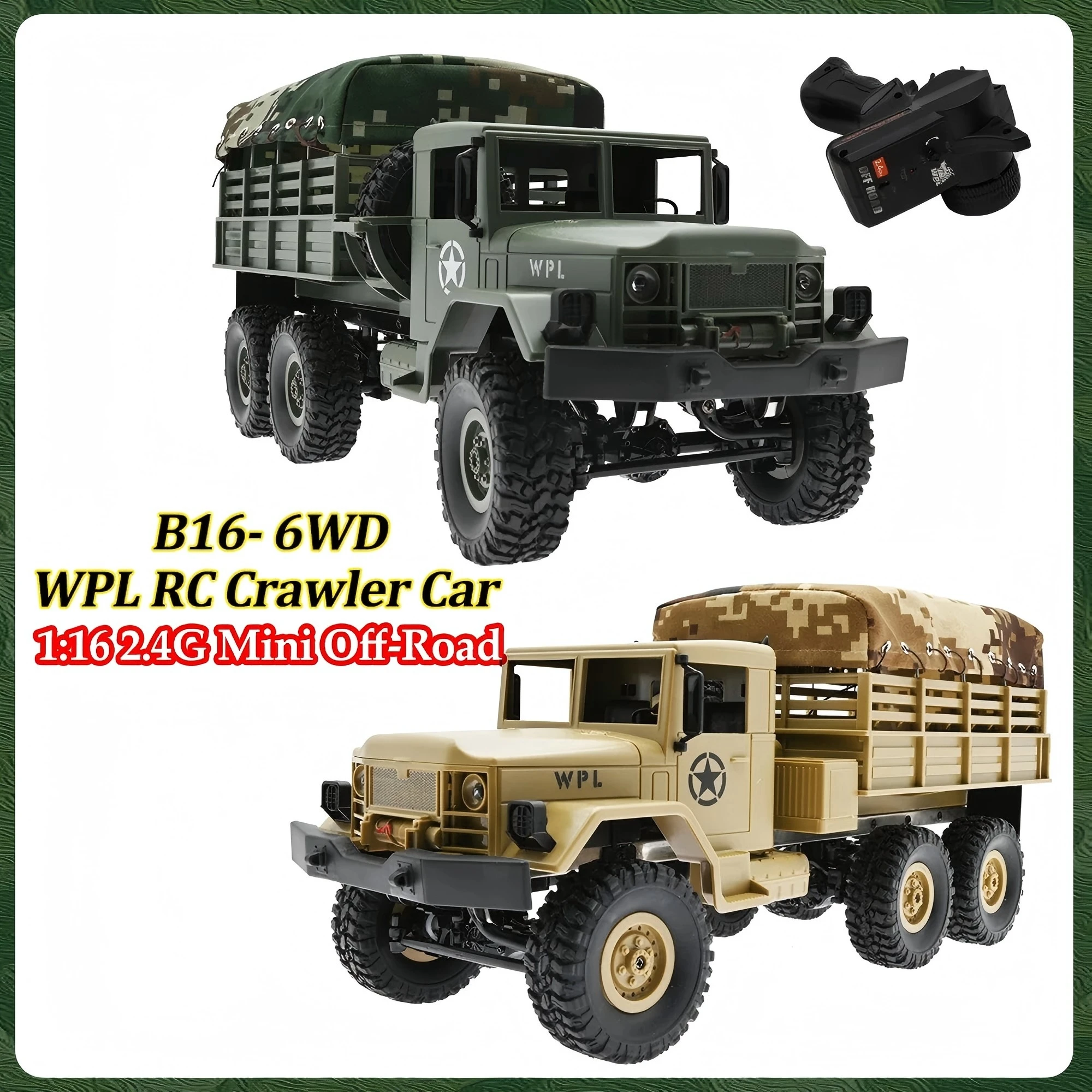 1/16 1/12 ScaleWPL Remote Control Truck B16 B16R-1 B36 B36-2 C94 D54 Military Transport Vehicle Model Climbing Off-Road RC Truck
1/16 1/12 ScaleWPL Remote Control Truck B16 B16R-1 B36 B36-2 C94 D54 Military Transport Vehicle Model Climbing Off-Road RC Truck