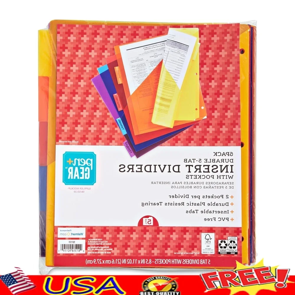 Vibrant Color 5-Tab Insertable Dividers with Pockets Organizing Letter Sized Documents 6 Pack Durable Tear Resistant Design
Vibrant Color 5-Tab Insertable Dividers with Pockets Organizing Letter Sized Documents 6 Pack Durable Tear Resistant Design