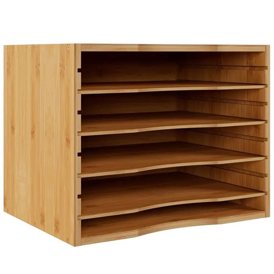 Bamboo 5 Tier Desktop Organizer, Paper Organizer Mail Sorter, File Holder Letter Document Storage with Adjustable Shelves for Sc
Bamboo 5 Tier Desktop Organizer, Paper Organizer Mail Sorter, File Holder Letter Document Storage with Adjustable Shelves for Sc