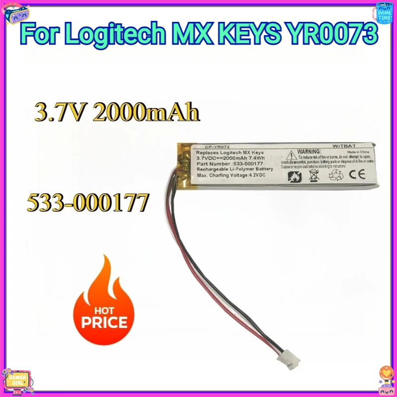 New Battery 2000mAh For Logitech MX KEYS YR0073 Wireless keyboard battery 533-000177
New Battery 2000mAh For Logitech MX KEYS YR0073 Wireless keyboard battery 533-000177