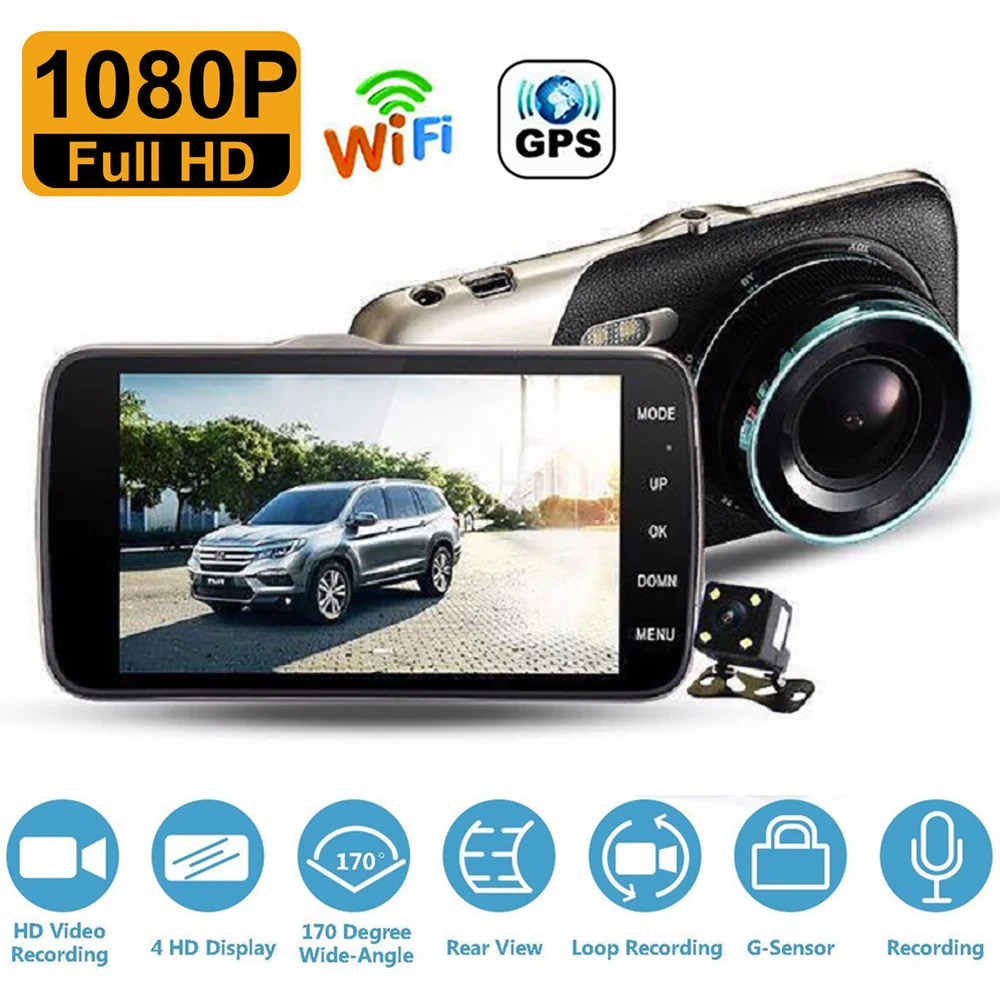 Автомобильный видеорегистратор WiFi GPS, видеорегистратор 1080P, видеорегистратор с ночным видением, черный ящик, автомобильные аксессуары, камера заднего вида
Автомобильный видеорегистратор WiFi GPS, видеорегистратор 1080P, видеорегистратор с ночным видением, черный ящик, автомобильные аксессуары, камера заднего вида