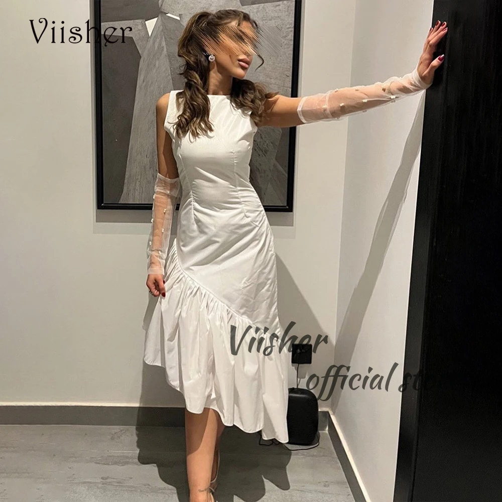 White Mermaid Evening Dresses with Sleeve O Neck Pleats Satin Arabian Dubai Prom Dress Ankle Length Formal Occasion Gowns
White Mermaid Evening Dresses with Sleeve O Neck Pleats Satin Arabian Dubai Prom Dress Ankle Length Formal Occasion Gowns