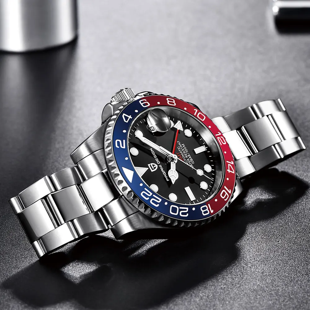 New PD-1662 PAGANI DESIGN GMT Automatic Wristwatch Stainless Steel 100M Waterproof Men Watch Top Brand 40mm Mechanical Watch Men
New PD-1662 PAGANI DESIGN GMT Automatic Wristwatch Stainless Steel 100M Waterproof Men Watch Top Brand 40mm Mechanical Watch Men