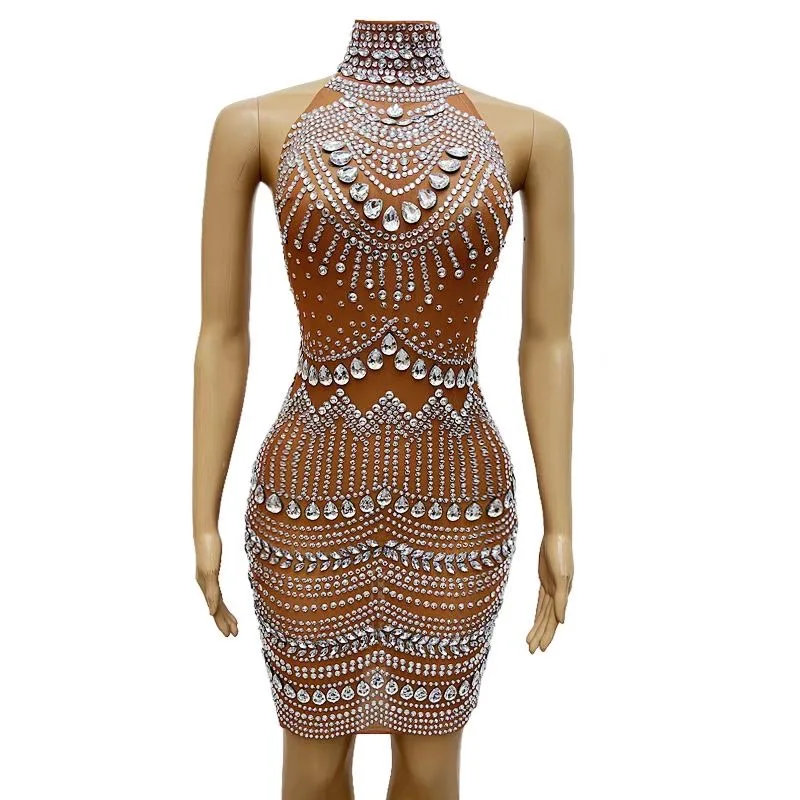 Women Sexy Half High Collar Brown Mesh Pear| Crystal Diamond Dress Bar Nightclub Birthday Party Costume Stage Clothing
Women Sexy Half High Collar Brown Mesh Pear| Crystal Diamond Dress Bar Nightclub Birthday Party Costume Stage Clothing