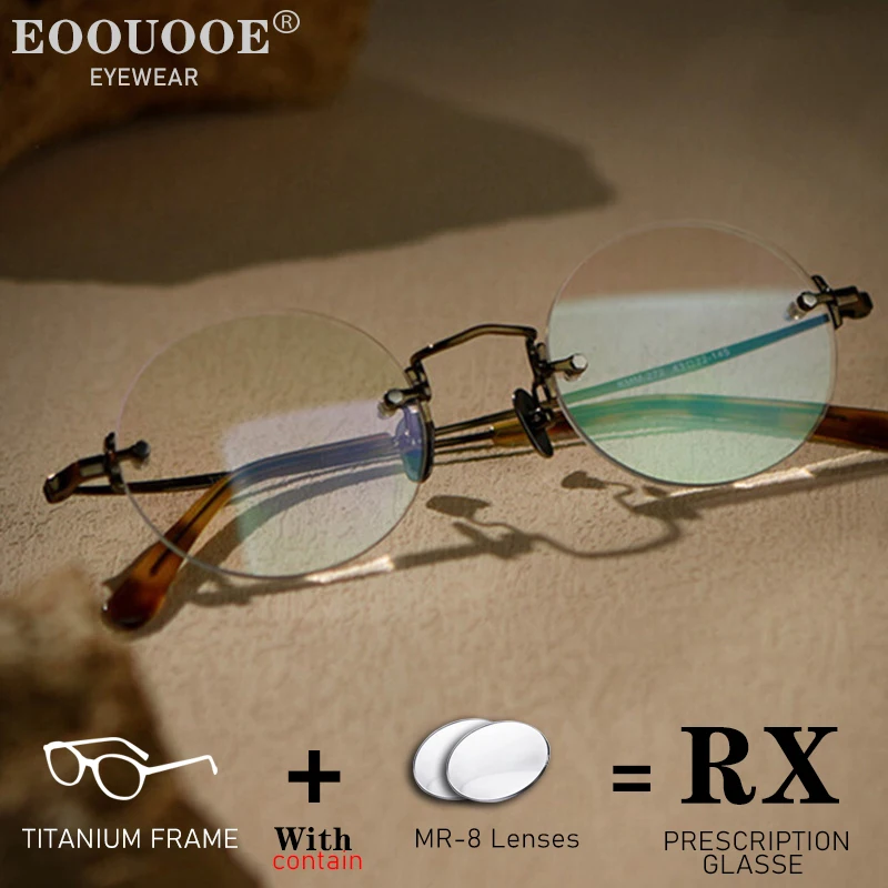 Мужские бронзовые ретро винтажные очки, мужские очки из чистого титана, круглые оптические очки без оправы, линзы по рецепту, очки для близорукости
Мужские бронзовые ретро винтажные очки, мужские очки из чистого титана, круглые оптические очки без оправы, линзы по рецепту, очки для близорукости