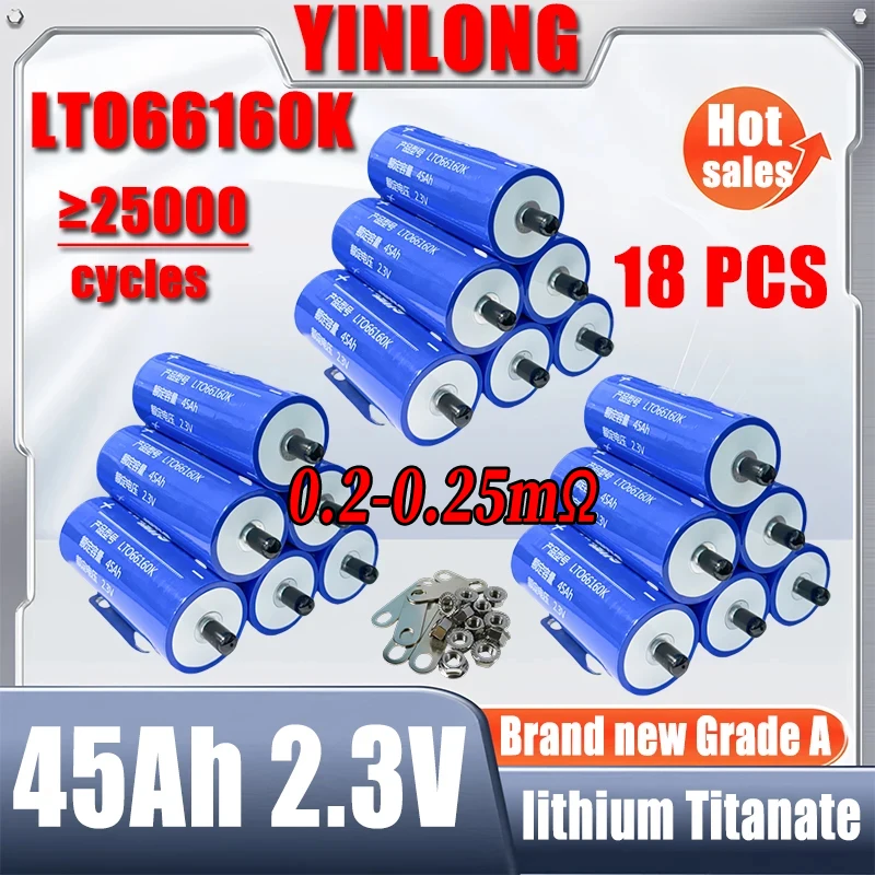 18 PCS 2.3V 45Ah new Grade A yinlong Lithium titanate LTO Battery 10C Electric Boat Solar Speaker Power Battery DIY 12V 24V 48V
18 PCS 2.3V 45Ah new Grade A yinlong Lithium titanate LTO Battery 10C Electric Boat Solar Speaker Power Battery DIY 12V 24V 48V