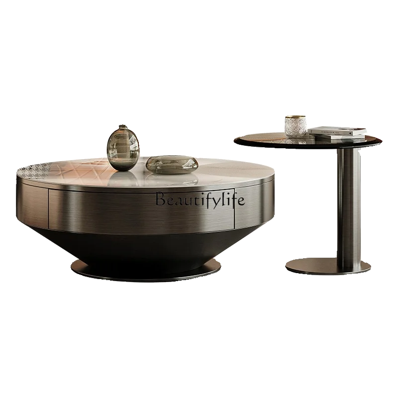 Light luxury modern rock slab coffee table living room household small apartment round combination
Light luxury modern rock slab coffee table living room household small apartment round combination