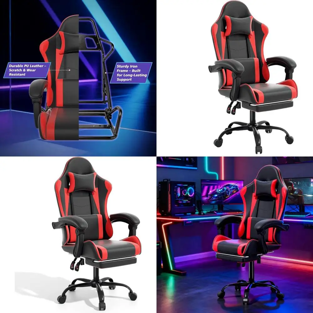 Ergonomic Adjustable Gaming Chair with Armrests, Footrest, and Headrest for Home Office, 350 lbs, Red
Ergonomic Adjustable Gaming Chair with Armrests, Footrest, and Headrest for Home Office, 350 lbs, Red
