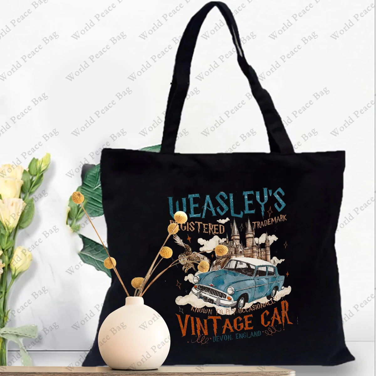 1 шт., большая сумка с рисунком волшебника, летающего автомобиля, парусиновая сумка на плечо для путешествий, повседневная женская многоразовая сумка для покупок
1 шт., большая сумка с рисунком волшебника, летающего автомобиля, парусиновая сумка на плечо для путешествий, повседневная женская многоразовая сумка для покупок