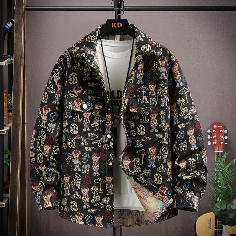 Весна/Лето 202, новая высококачественная мужская толстая рубашка с мультяшным принтом, модная рубашка, свободное издание
Весна/Лето 202, новая высококачественная мужская толстая рубашка с мультяшным принтом, модная рубашка, свободное издание