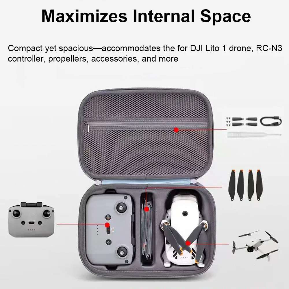 for DJI Lito 1/X1 Carrying Case for RC-N3 Remote Controller and 2 Batteries PU Waterproof Hard Shell Shoulder Strap Portable Bag
for DJI Lito 1/X1 Carrying Case for RC-N3 Remote Controller and 2 Batteries PU Waterproof Hard Shell Shoulder Strap Portable Bag