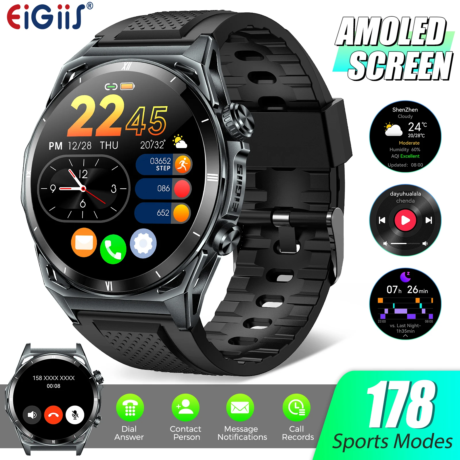 EIGIIS Новые умные часы KE6 1,43 "AMOLED-дисплей Мужские черные спортивные часы Серия KE Bluetooth Монитор здоровья вызова IP68 Водонепроницаемые
EIGIIS Новые умные часы KE6 1,43 "AMOLED-дисплей Мужские черные спортивные часы Серия KE Bluetooth Монитор здоровья вызова IP68 Водонепроницаемые