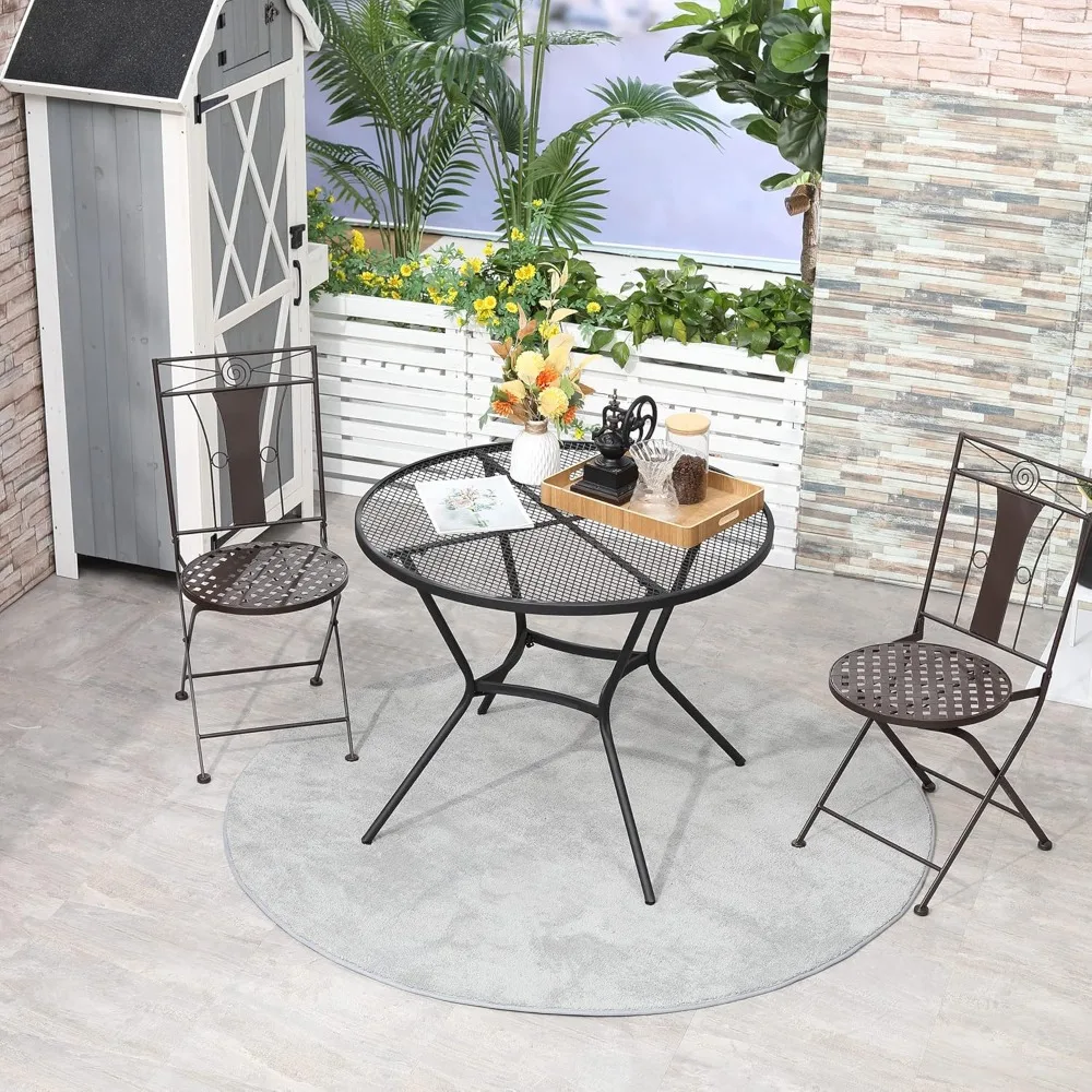 35" Round Outdoor Patio Bistro Dining Table, French Cafe Style, Conversation Space, Fast Drying Metal Mesh Tabletop, Customized
35" Round Outdoor Patio Bistro Dining Table, French Cafe Style, Conversation Space, Fast Drying Metal Mesh Tabletop, Customized