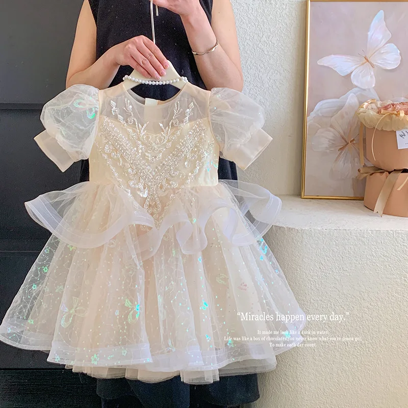 Girls Casual Dresses Sequined Princess Dress Puffed-up Chiffon Puffed-sleeve Dress Flower Girl Dresses for Weddings
Girls Casual Dresses Sequined Princess Dress Puffed-up Chiffon Puffed-sleeve Dress Flower Girl Dresses for Weddings