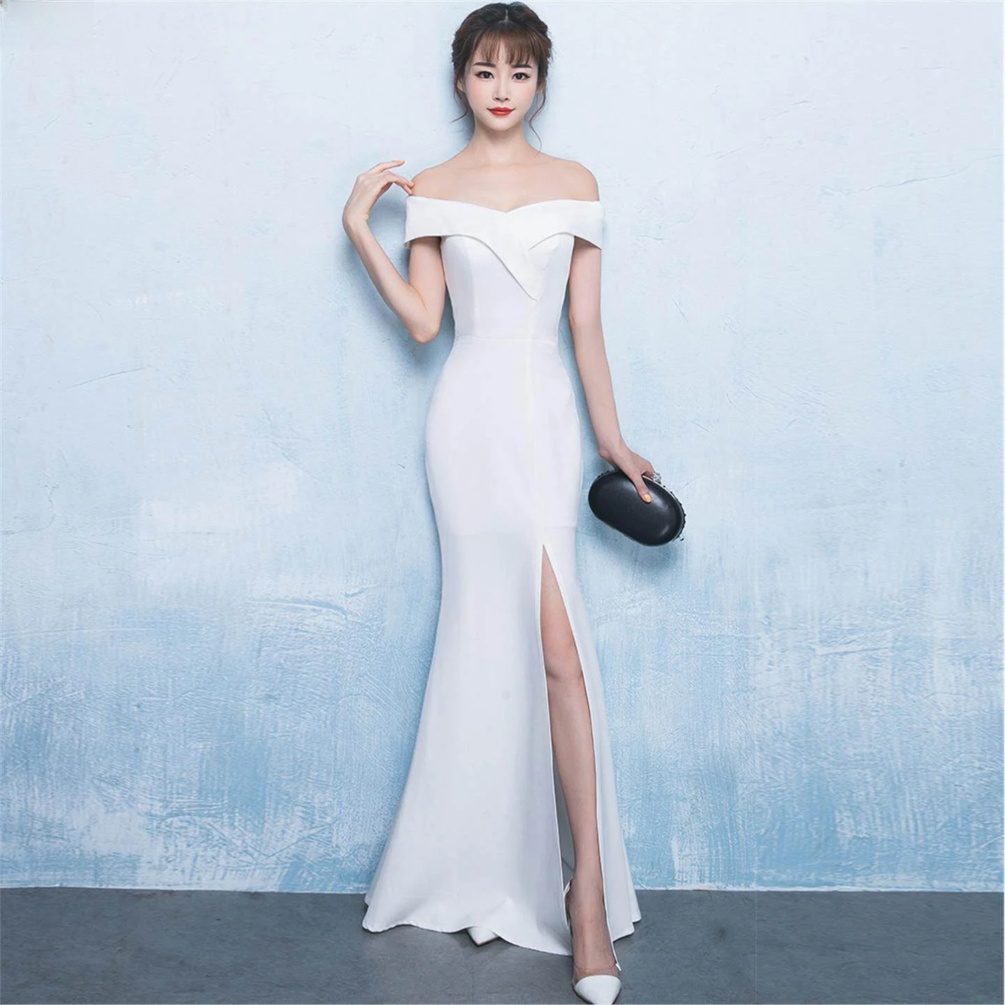 Elegant Long Fish Tail Evening Dress Sexy One Shoulder Split Design Wedding Reception Gown High End Women's Fashion
Elegant Long Fish Tail Evening Dress Sexy One Shoulder Split Design Wedding Reception Gown High End Women's Fashion