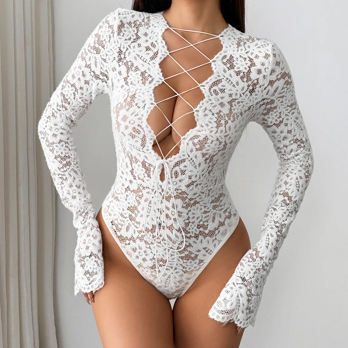 Flared Long Sleeve Jumpsuit Sexy Women Lace Mesh Hollow Out Shapewear Adjustable Drawstring Bodysuits Slim Fit Underwear Thongs
Flared Long Sleeve Jumpsuit Sexy Women Lace Mesh Hollow Out Shapewear Adjustable Drawstring Bodysuits Slim Fit Underwear Thongs