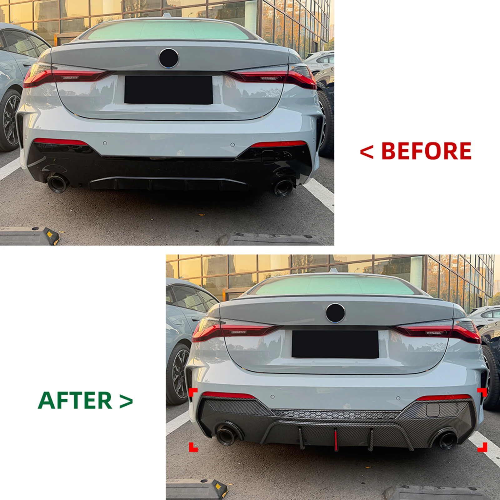 For BMW 4 Series G22 G23 420i 430i 440i M440i M Sport 2020-2024 Carbon Fiber Look/Gloss Black Rear Bumper Diffuser Spoiler Lip
For BMW 4 Series G22 G23 420i 430i 440i M440i M Sport 2020-2024 Carbon Fiber Look/Gloss Black Rear Bumper Diffuser Spoiler Lip