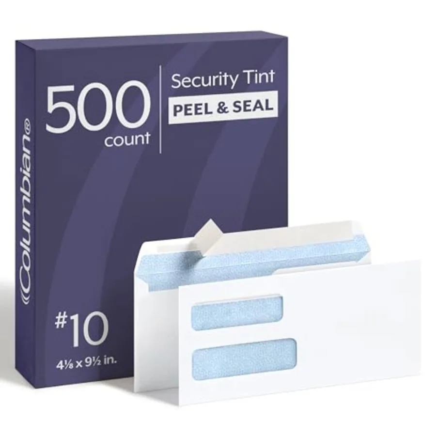 #10 Security Envelopes, 500 Pack, Double Window Self Seal Envelopes for Invoices, QuickBooks Checks and Business Mailings, 4-1/
#10 Security Envelopes, 500 Pack, Double Window Self Seal Envelopes for Invoices, QuickBooks Checks and Business Mailings, 4-1/