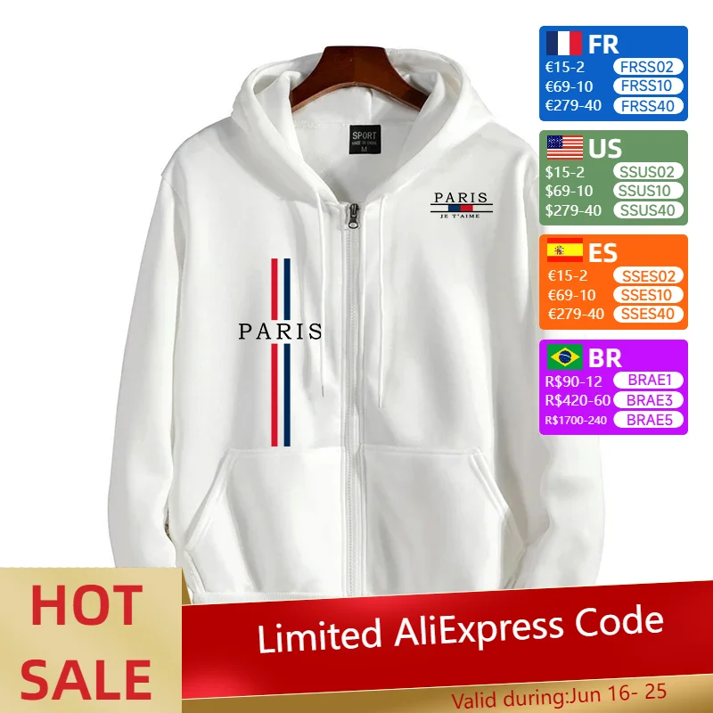 Men's Zipper Jacket All Season Popular Hooded Long Sleeve Sweatshirts France Fashion Streetwear Coat Daily Casual Sport Hoodie
Men's Zipper Jacket All Season Popular Hooded Long Sleeve Sweatshirts France Fashion Streetwear Coat Daily Casual Sport Hoodie