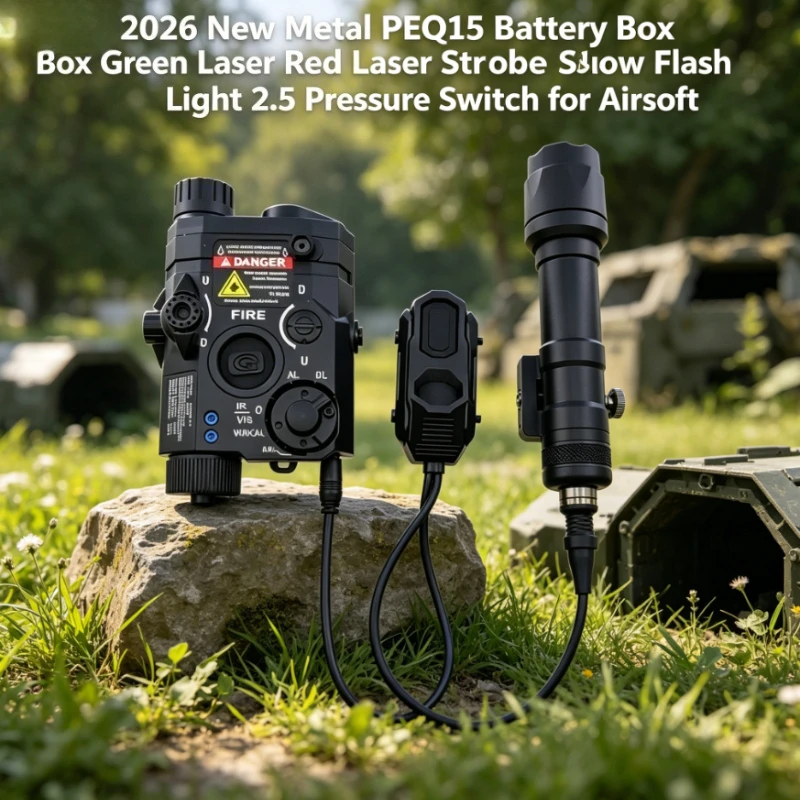 2026 New Metal PEQ15 Battery Box Green Laser Red Laser Strobe Slow Flash Light 2.5 Pressure Switch for Airsoft
2026 New Metal PEQ15 Battery Box Green Laser Red Laser Strobe Slow Flash Light 2.5 Pressure Switch for Airsoft
