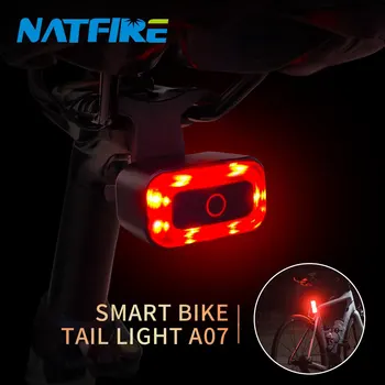 NATFIRE 스마트 자전거 후미등, 브레이크 감지 후미등, 자동 켜기 끄기, USB C 충전식 안전 경고등, 사이클링 조명, A07