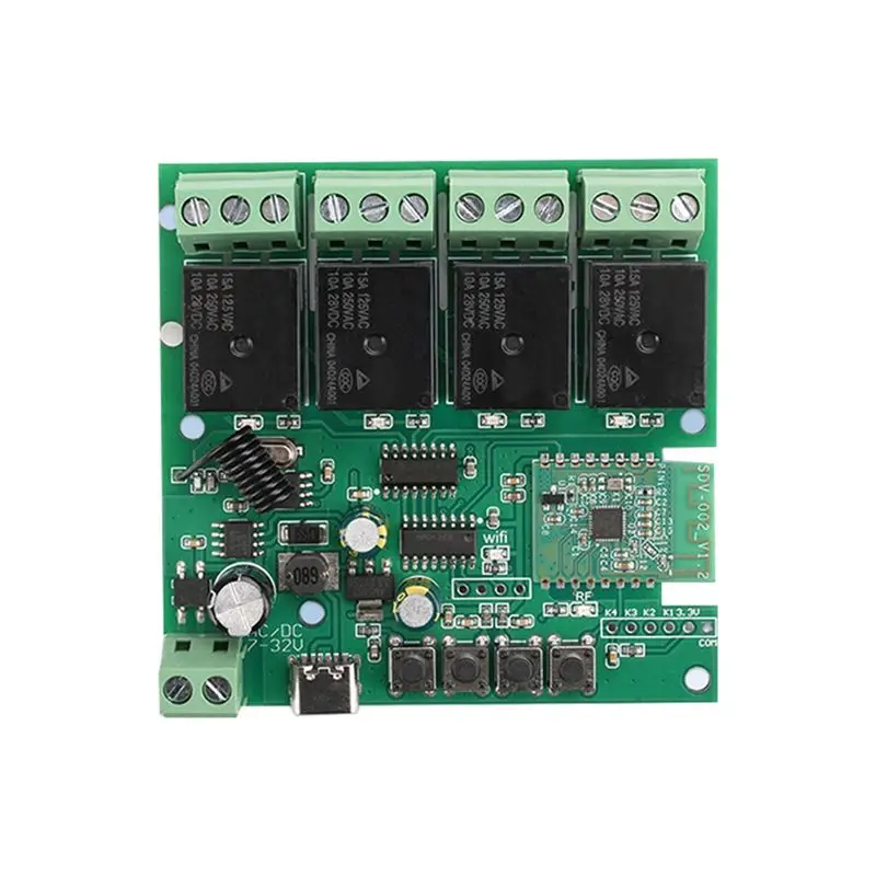 BNVN-Smart Wifi Relay Switch Module 4-Channel AC/DC 7-32V Type-C 5V 433Mhz For Ewelink APP Remote Control
BNVN-Smart Wifi Relay Switch Module 4-Channel AC/DC 7-32V Type-C 5V 433Mhz For Ewelink APP Remote Control