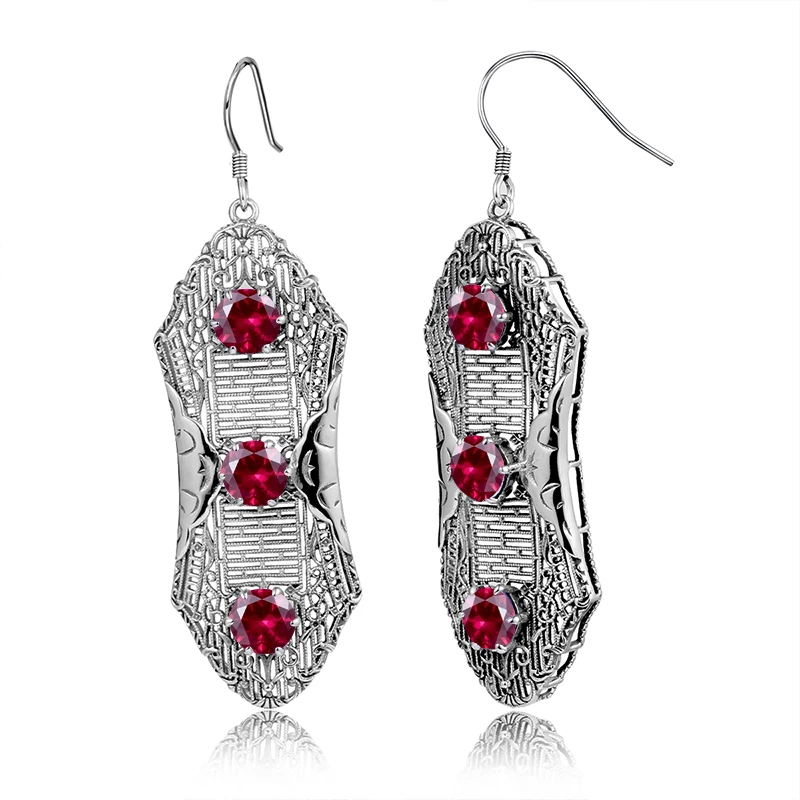 Vintage 925 Sterling Silver Long Drop Hook Earrings Ethnic Ruby Aganet Topaz Creative 3pcs Gemstone Dangle Earring
Vintage 925 Sterling Silver Long Drop Hook Earrings Ethnic Ruby Aganet Topaz Creative 3pcs Gemstone Dangle Earring