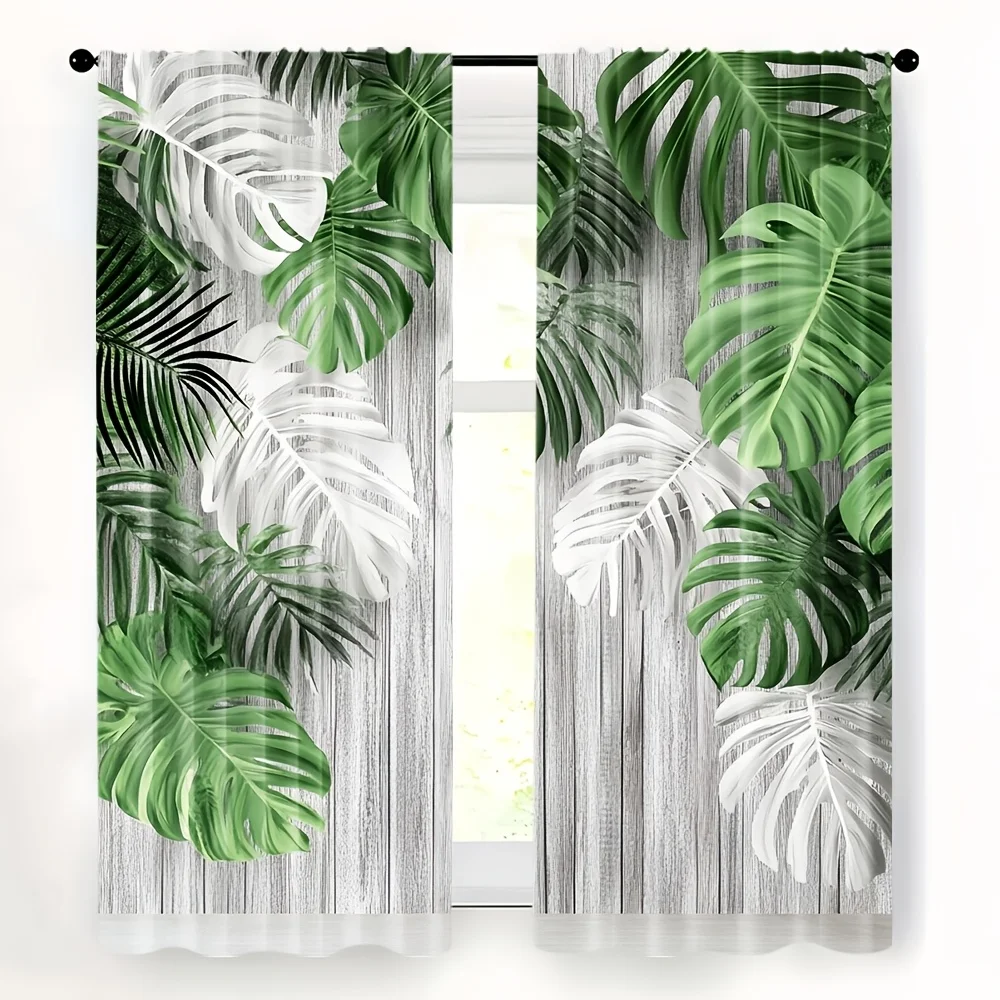 2D FLAT 2pcs Curtains Tropical Leaves Green White Pattern Perfect for Balcony, Bedroom, Study, Living Room, Suitable for Spring
2D FLAT 2pcs Curtains Tropical Leaves Green White Pattern Perfect for Balcony, Bedroom, Study, Living Room, Suitable for Spring