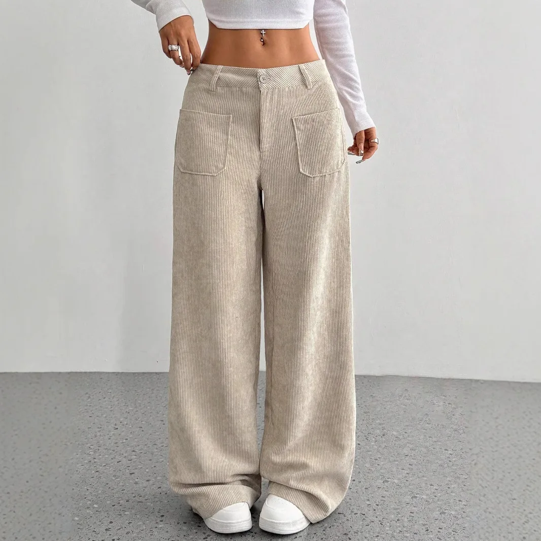European and American Casual Women's Clothing Front and Rear Pockets Loose Solid Color Pockets Mopping Wide-leg Pants Casual
European and American Casual Women's Clothing Front and Rear Pockets Loose Solid Color Pockets Mopping Wide-leg Pants Casual