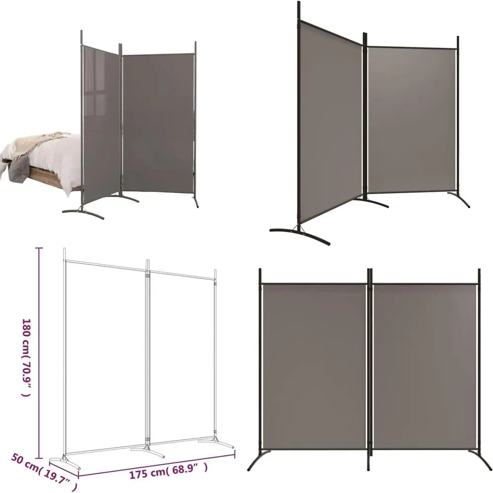 Anthracite Fabric 2-Panel Divider, 68.9x70.9, Modern Room Partition
Anthracite Fabric 2-Panel Divider, 68.9x70.9, Modern Room Partition