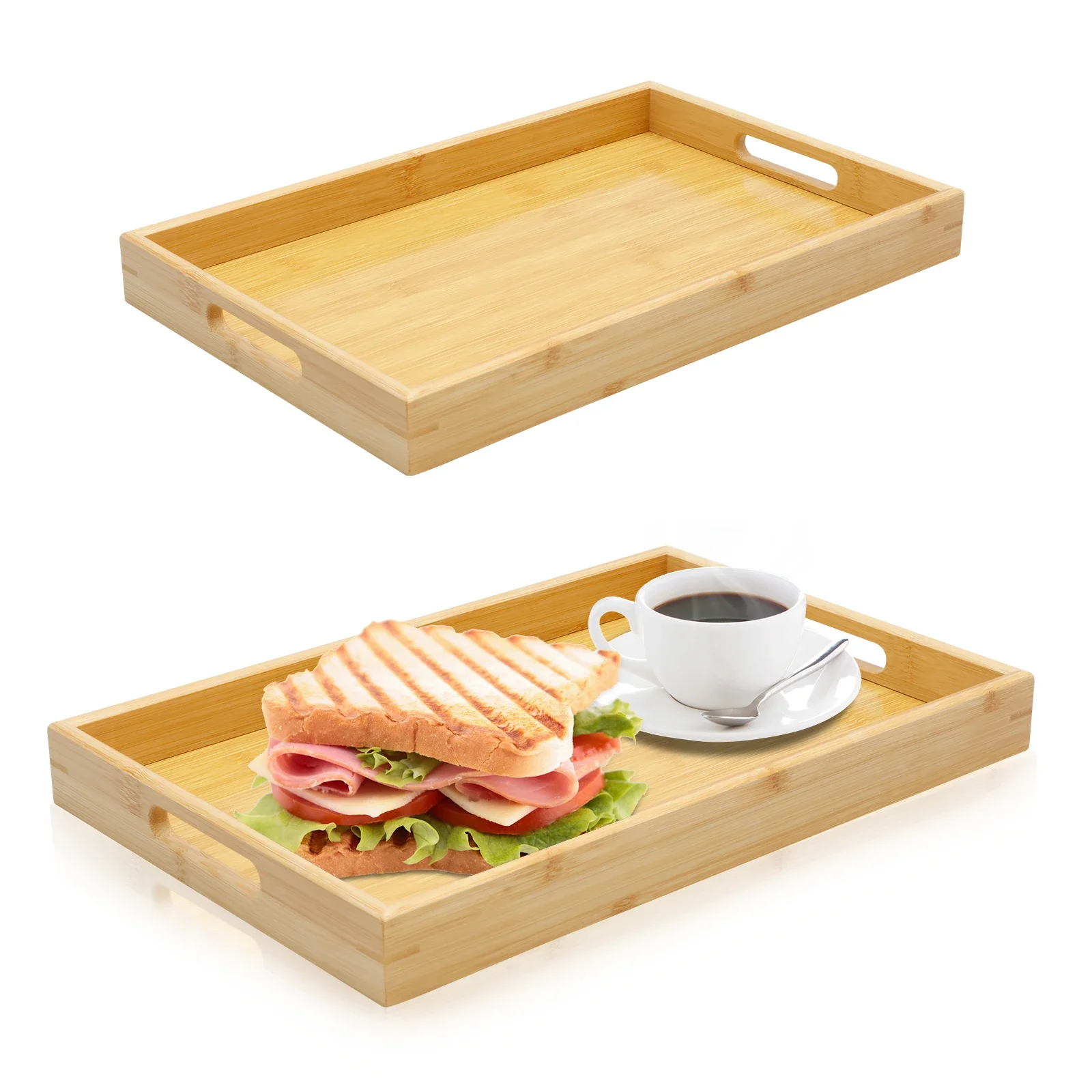 2Pcs Bamboo Serving Tray with Handles Square Dessert Plate Bamboo Platter Snack Plate Dried Fruit Plate for Home Wedding Party
2Pcs Bamboo Serving Tray with Handles Square Dessert Plate Bamboo Platter Snack Plate Dried Fruit Plate for Home Wedding Party