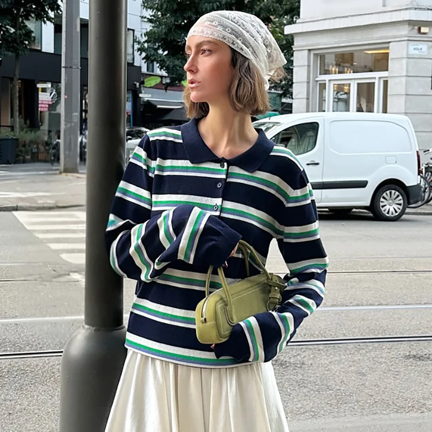 Linad винтажные полосатые однобортные футболки женские осенние уличные шикарные вязаные футболки с v-образным вырезом повседневные топы с длинными рукавами женские 2025
Linad винтажные полосатые однобортные футболки женские осенние уличные шикарные вязаные футболки с v-образным вырезом повседневные топы с длинными рукавами женские 2025