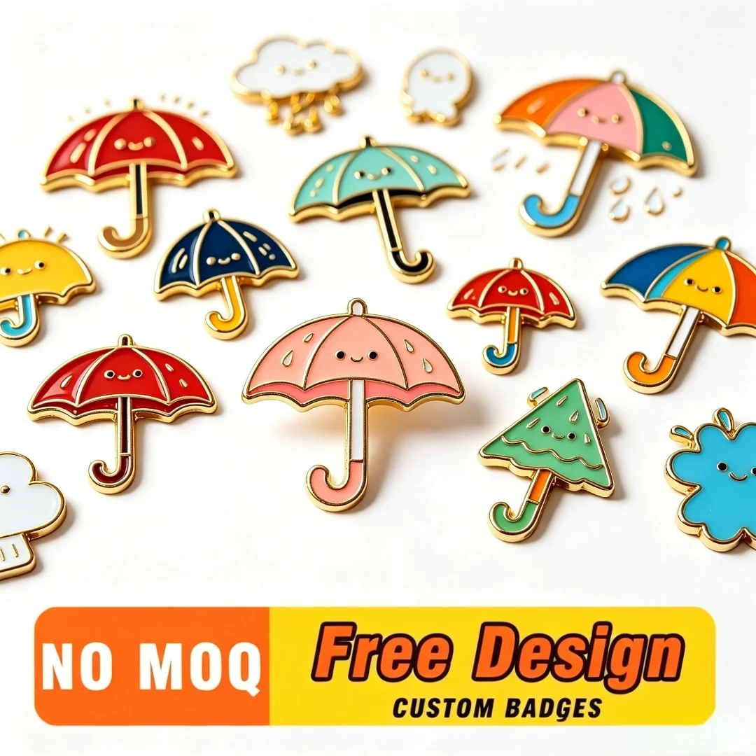 Custom Cute Umbrella Enamel Lapel Pins, Kawaii Rainy Day Brooch, No MOQ Cloud & Sun Badge for Backpacks
Custom Cute Umbrella Enamel Lapel Pins, Kawaii Rainy Day Brooch, No MOQ Cloud & Sun Badge for Backpacks