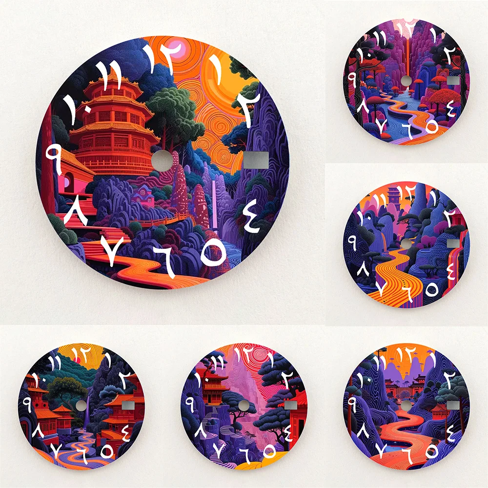 28.5mm Dial NH35 Dial Traditional Chinese Pagoda Forest Scenery Arabic Numeral Dial Watch Accessories Fits NH35/NH36 Movements
28.5mm Dial NH35 Dial Traditional Chinese Pagoda Forest Scenery Arabic Numeral Dial Watch Accessories Fits NH35/NH36 Movements