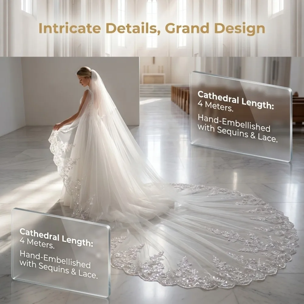 Sequin Lace Lace Bridal Veil with Comb 3M/4M Long Veil White Wedding Veil Luxurious Black White Mesh Bridal Veil
Sequin Lace Lace Bridal Veil with Comb 3M/4M Long Veil White Wedding Veil Luxurious Black White Mesh Bridal Veil