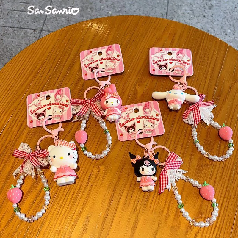 Sanrio Keychain Hello Kitty Kuromi My Melody Cinnamoroll Pendant with Pearl Strawberry Beads Bag Charm Cute Gift for Girls Fans
Sanrio Keychain Hello Kitty Kuromi My Melody Cinnamoroll Pendant with Pearl Strawberry Beads Bag Charm Cute Gift for Girls Fans