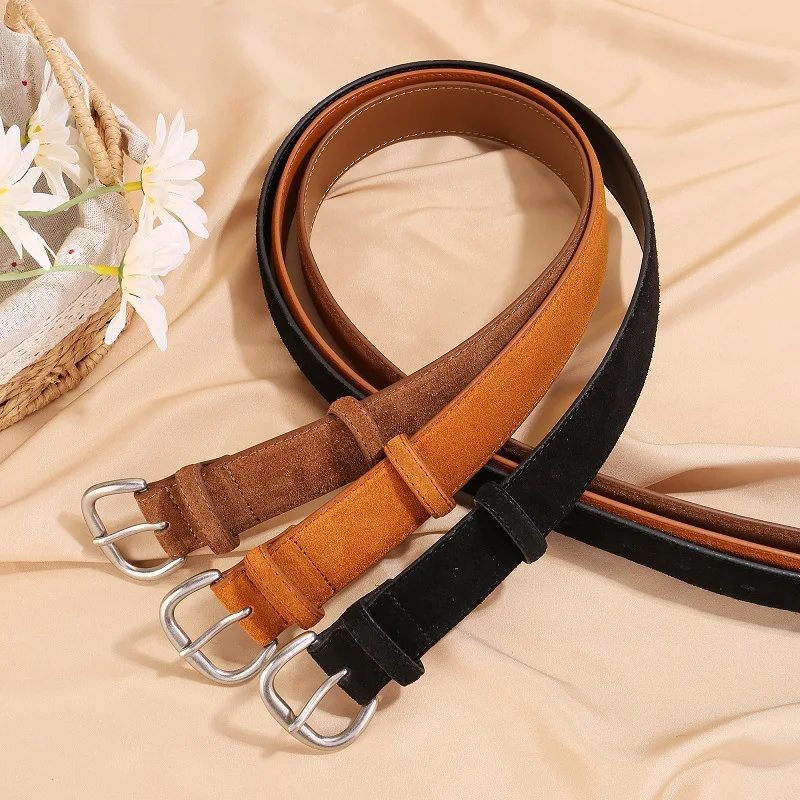 Suede Leather Belt Metal Pin Buckle Belt for Jeans Pants Belt for Women Belt Female Luxury Brown Decorative Belt 2025
Suede Leather Belt Metal Pin Buckle Belt for Jeans Pants Belt for Women Belt Female Luxury Brown Decorative Belt 2025