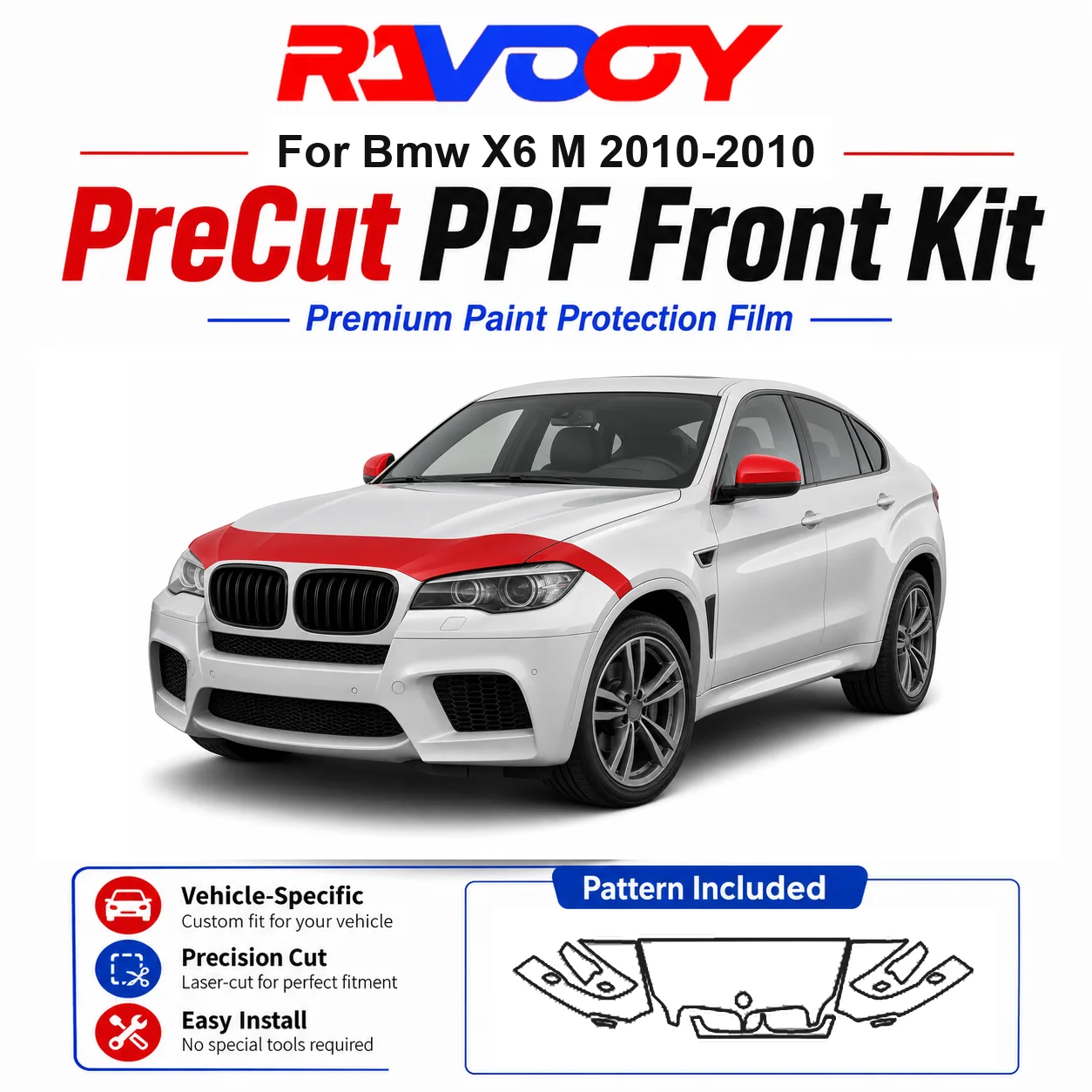 8.5mil TPU Precut PPF Kit For BMW X6 M 2010-2010 - Hood, Partial Fenders & Full Mirror Set - Self-Healing Gloss Clear Bra Film
8.5mil TPU Precut PPF Kit For BMW X6 M 2010-2010 - Hood, Partial Fenders & Full Mirror Set - Self-Healing Gloss Clear Bra Film