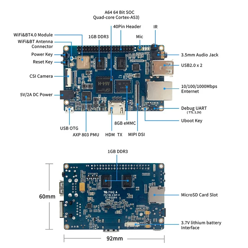 For Banana Pi BPI-M64 Development Board+Heat Sink A64 2GB DDR3 8G EMMC 1000Mbps Wifi+BT Support For Linux Raspberry Pi
For Banana Pi BPI-M64 Development Board+Heat Sink A64 2GB DDR3 8G EMMC 1000Mbps Wifi+BT Support For Linux Raspberry Pi