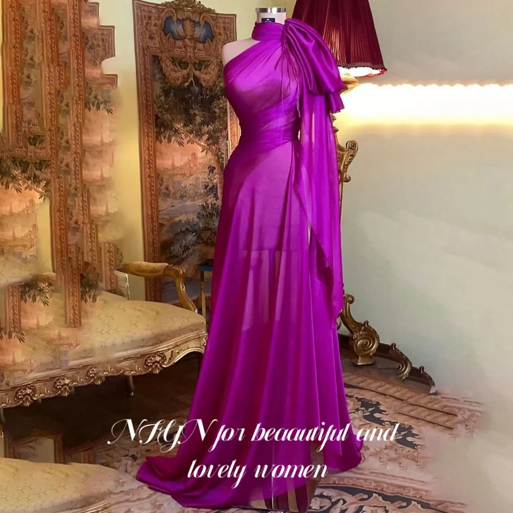 NFYN Fuchsia Elegant Prom Dress Halter One-Shoulder Sleeve Prom Gown Pleating Trailing Evening Dresses robe de bal Customized
NFYN Fuchsia Elegant Prom Dress Halter One-Shoulder Sleeve Prom Gown Pleating Trailing Evening Dresses robe de bal Customized