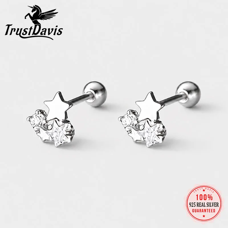 TrustDavis Real 925 Sterling Silver Fashion Star-shaped Zircon Stud Earrings for Women's Daily Wear Jewelry Gifts DS4904
TrustDavis Real 925 Sterling Silver Fashion Star-shaped Zircon Stud Earrings for Women's Daily Wear Jewelry Gifts DS4904